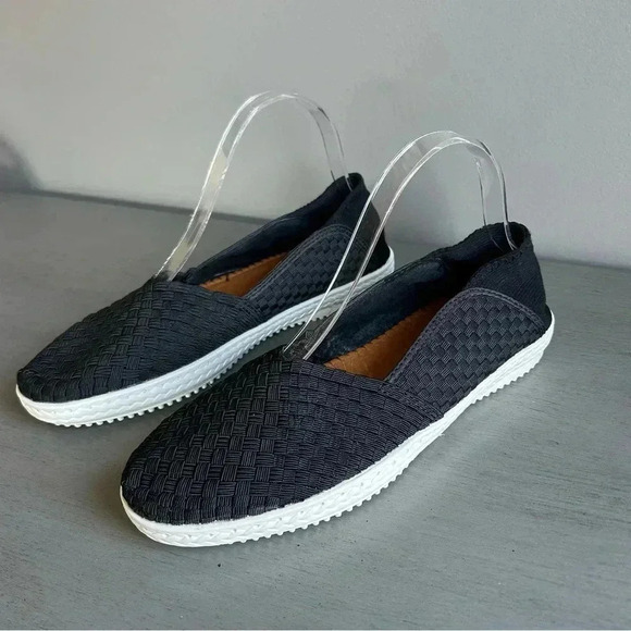 BM Bernie Mev. Woven Loafer Slip On Size 40 US 9 Black Flat Comfort White Sole - Picture 2 of 11